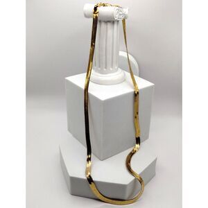 Designer Vintage Premier Designs Herringbone Goldtone Necklace 22 inches